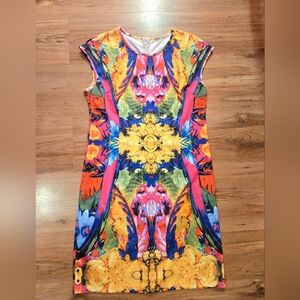 Brave Soul Women's Mirror Tropical Print Shift Dress Medium